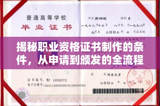 东光揭秘职业资格证书制作的条件，从申请到颁发的全流程解析